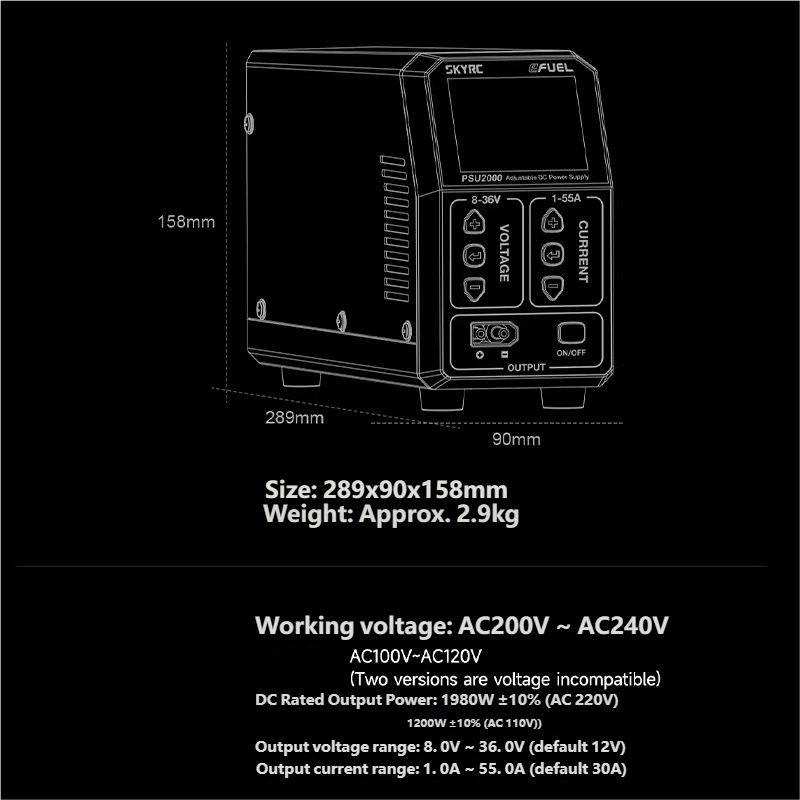 SKYRC PSU2000 1980W Adjustable - đánh giá và giá Drone Rc Battery