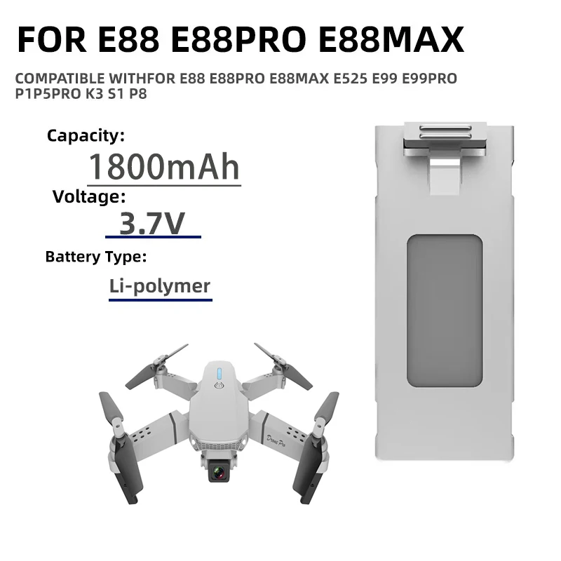 E88 Drone Battery 3.7V 1800mah - đánh giá và giá Drone Rc E99 K3